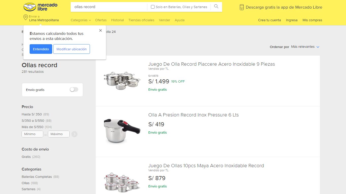 Ollas Record | MercadoLibre 📦